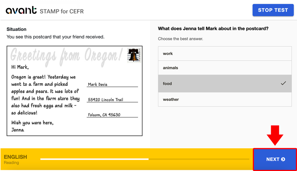 CEFR Next button