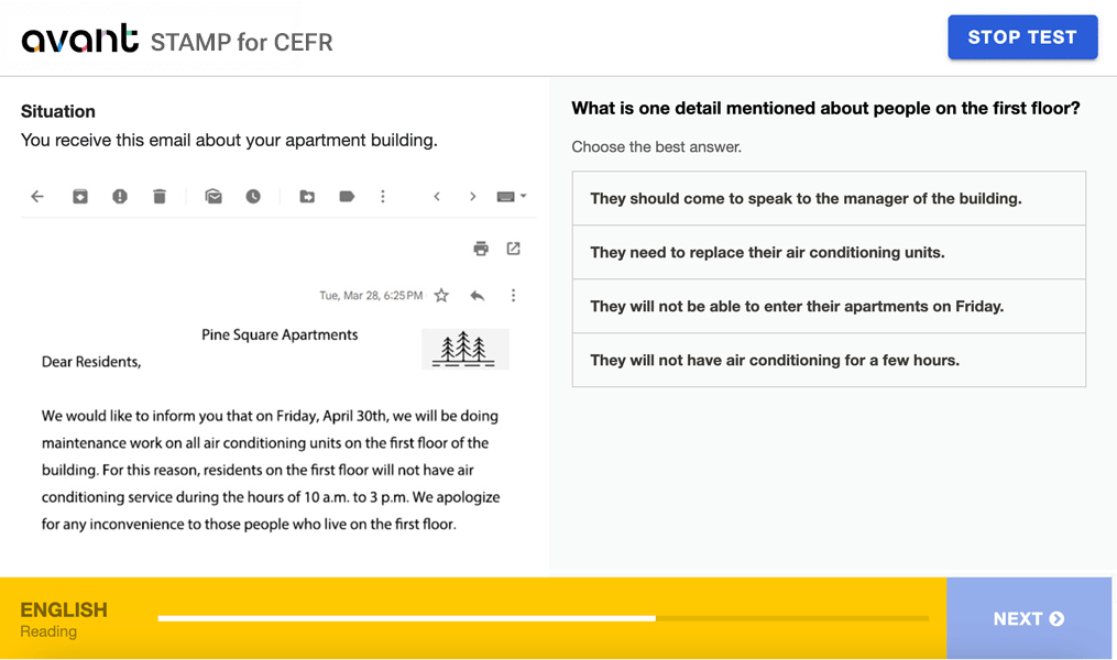 CEFR Reading section