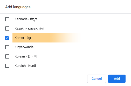 Khmer Chrome language.