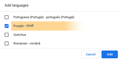 Punjabi Language Chrome
