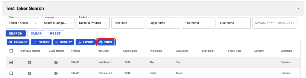 print reports from search.